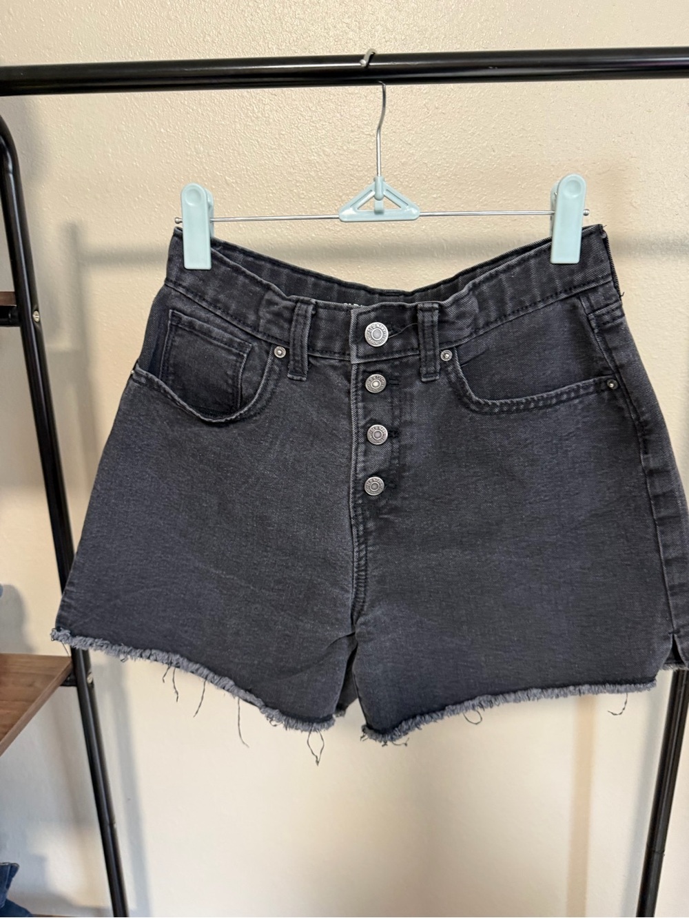 Old Navy Black High-Rise Button-Front Denim Shorts